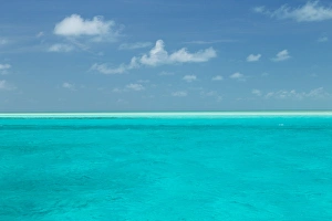 Bahamas Prints: Bahamas, Exuma Island. Seascape of aqua ocean