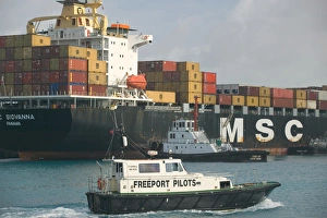Images Dated 21st December 2005: BAHAMAS-Grand Bahama Island-Freeport: Port of Freeport: Container Cargo Ship