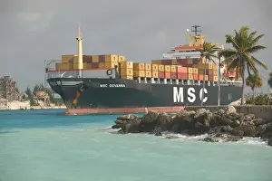 Ship Prints: BAHAMAS-Grand Bahama Island-Freeport: Port of Freeport: Container Cargo Ship