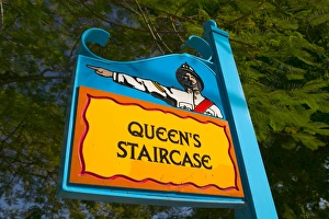 Point Prints: BAHAMAS, New Providence Island, Nassau Sign for Queens Staircase