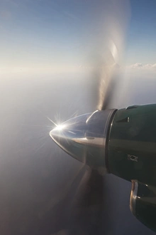 Images Dated 29th February 2012: Bahamas, New Providence Island, Nassau, window view of aircraft propeller above