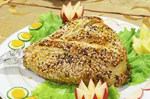 Coffee Prints: Whole baked in the oven leg of lamb with sesame seed decoration en croute