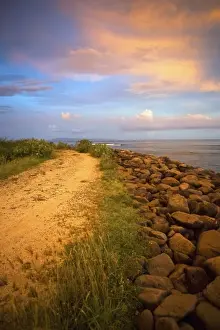 Bali, Indonesia. Serangan is a popular coastal resort due to its consistent surf
