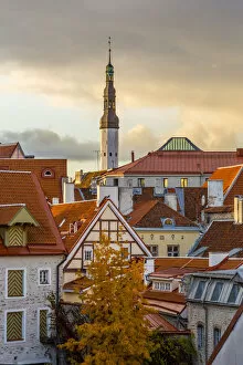 Cityscapes Collection: Baltic States, Estonia, Tallinn. Rooftops near city walls