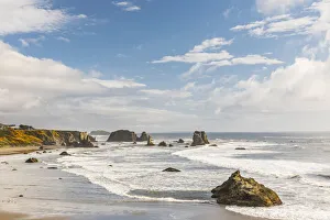 Sea Stack Prints: Bandon, Oregon, USA. Sea stacks and surf on Bandon Beach on the Oregon coast