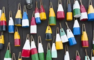 Images Dated 2029: Bar Harbor Maine colorful buoys on wall for sale and state specialty souvenirs for