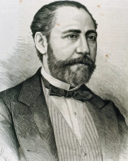 Beard Prints: BARBIERI, Francisco Asenjo (1823-1894). Spanish composer. Engraving by A. Carretero