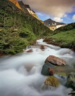Images Dated 12th July 2011: Baring Creek with going to the Sun mountain in Glacier National Park in Montana