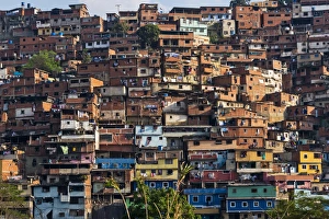 Skyline Prints: Barrios, slums of Caracas on the hillside, Caracas, Venezuela