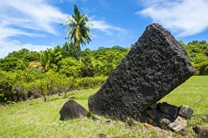 Monolith Prints: Basalt monoliths known as Badrulchau, Island of Babeldoab, Palau, Central Pacific