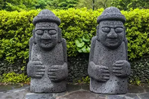 Basalt Prints: Basalt statues in Seogwipo in the Unesco world heritage sight the island of Jejudo