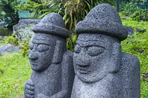Basalt statues in Seogwipo in the Unesco world heritage sight the island of Jejudo