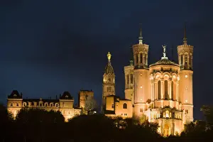 Illuminated Prints: Basilica of Notre Dame de Fourviere, Lyon, Rhone, France