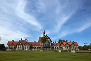 Australia Prints: Bath House (Rotorua Museum), and bowling greens, Government Gardens, Rotorua, North Island