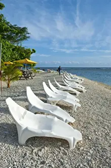 Edge Prints: Beach chairs lining up at Hideaway island near Port Vila, Island of Efate, Vanuatu