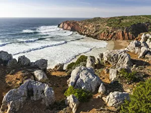 Portugal Collection: Beach and cliffs at Praia do Telheiro at the Costa Vicentina