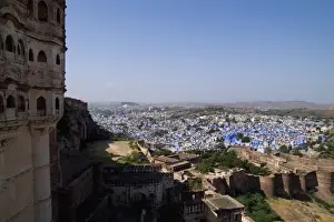 Beautiful BLUE CITY of Jodhpur showing all blue buildings taken from Fort Mehrangarh