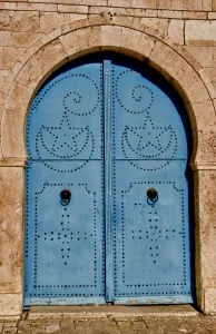 Images Dated 9th January 2021: Beautiful blue door in Mosque in Tunis Tunisia in Northern Africa