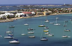 Cruise Port Prints: Beautiful Gustavia Harbor on St. Barts island in the Caribbean, a popular cruise