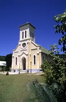 Beautiful perfect scene of a beautiful Notre Dame Catholic Church at La Digue in