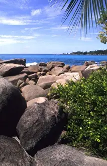 La Digue Prints: Beautiful rocks and ocean in the beautiful village of La Digue in the Seychelles
