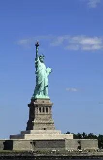 Tall Prints: The beauty of the famous Statue of Liberty on Ellis Island in New York City USA