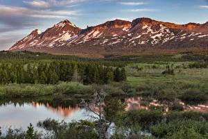 Marias Pass Prints: Beaver ponds at sunrise at Marias Pass in Glacier National Park, Montana, USA
