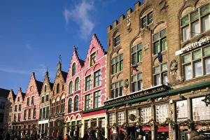 World Locations Prints: Belgium, Bruges, The Markt, market square buildings