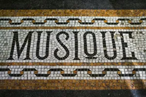 World Locations Prints: Belgium, Bruges, Music shop street mosaic