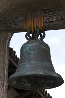 Bell from The Great Stone Church bell tower at the Mission San Juan Capistrano, California