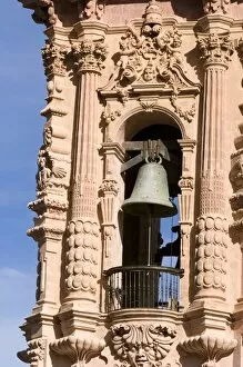 A bell on the parish church Santa Prisca at Taxco in the State of Guerrero, Mexico
