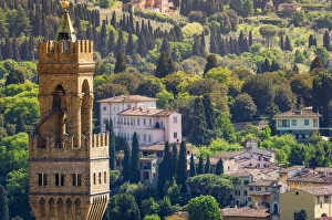 Italy Prints: Bell tower and houses, Florence, Tuscany, Italy