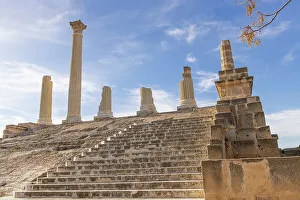 Images Dated 30th January 2024: Ben Arous, Tunisia. Tourists at the ruins of the Roman Capitol at the Uthina Archaeological Site