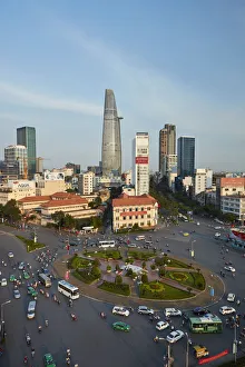 Downtown Prints: Ben Thanh roundabout and Bitexco Financial Tower, Ho Chi Minh City (Saigon), Vietnam