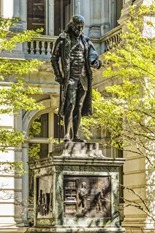 Images Dated 11th June 2021: Benjamin Franklin Statue, Boston, Massachusetts. Front of the Boston Latin School founded