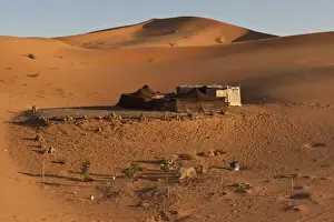 Erg Chebbi Prints: Berber Tent in Dunes of Erg Chebbi, Moroccos only Saharan erg and impressive