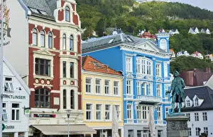 Bergen Norway Bryggen old town old buildings and colorful architecture area for tourists