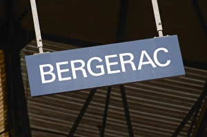 Images Dated 20th November 2005: The Bergerac train station. Detail of the sign on the platform. Bergerac Dordogne France