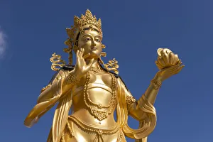 Images Dated 23rd June 2020: Bhutan, Thimphu. Kuensel Phodrang, aka Buddha Point, Golden Bodhisattva statue