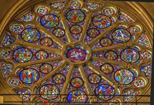 Stained Glass Prints: Biblical stories stained glass rose window