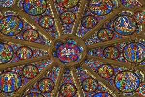 Stained Glass Prints: Biblical stories stained glass rose window