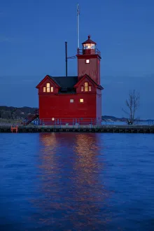 Big Red Lighthouse at dusk, Holland, Michigan