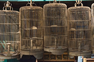 Indonesian Prints: Bird cages at Ngasem Traditional Bird Market, Yogyakarta, Java, Indonesia