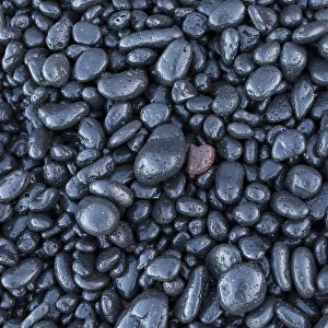 Pebble Prints: Black pebble rocks on Miloli i Beach, Big Island, Hawaii