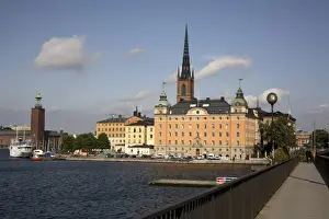 The black spire of Riddarholmskyrkan (Riddarholmen Church) in Riddarholmen Island