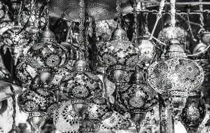 Istanbul Prints: Black and white Turkish traditional lamps