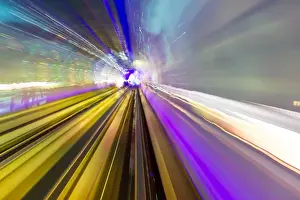 Shanghai Prints: Blue Green, Rail Abstract Underground Railway Pudong Bund Shanghai China Shanghai China