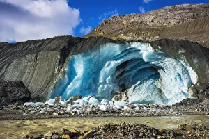 Canada Collection: Blue ice and meltwater at the toe of the Athabasca Glacier, Jasper National Park, Alberta