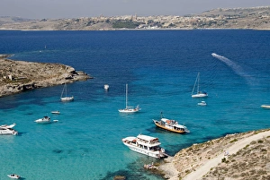 Malta Prints: Blue Lagoon, Aerial View, Comino Island, Republic of Malta