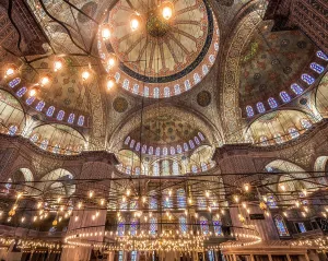 Istanbul Prints: Blue Mosque electric lights, Istanbul